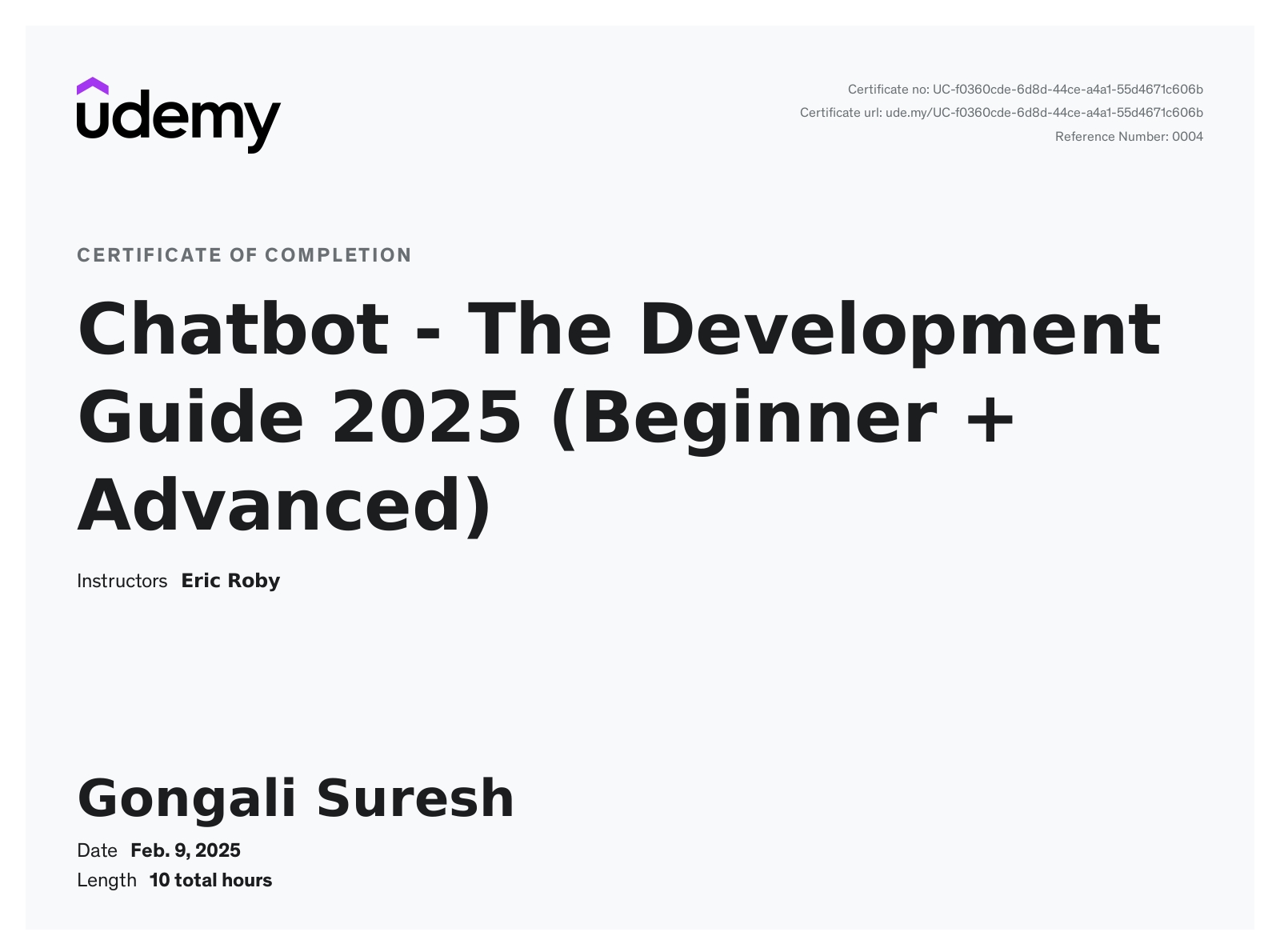 Chatbot Certificate